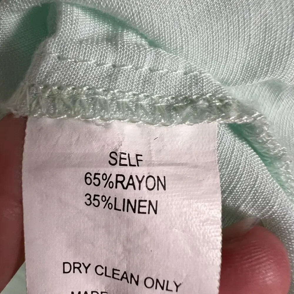 Amanda Uprichard Diego Light Blue Linen Puff Sleeve Split Neck Top Size XS - Picture 13 of 13